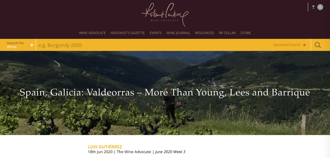 ¡Mencionados por Luis Gutiérrez en www.robertparker.com!